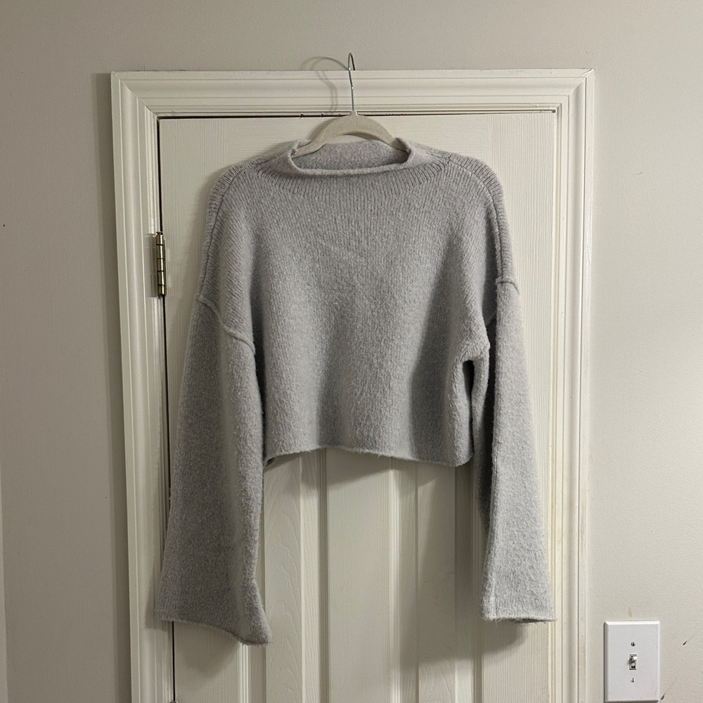 Free People Light Gray Cowl Neck Sweater